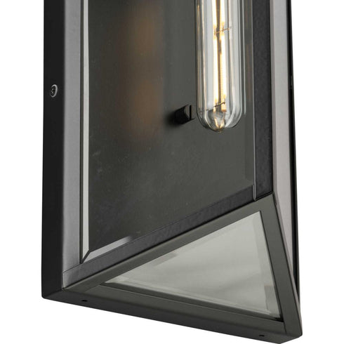 Progress Bristol Collection Two Light Black Modern Farmhouse Large Outdoor Wall Lantern in Matte Black Finish Model: P560360-31M